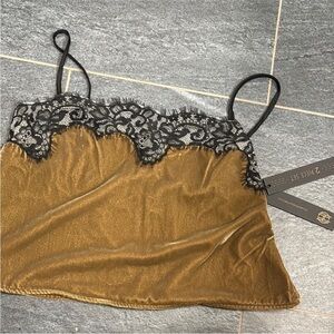 House of Harlow 1960 Gold velvet and Black Lace Cami